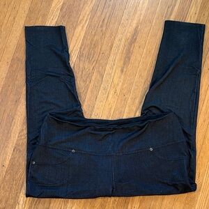 Ruby Ribbon Faux Denim Black Leggings with Real Back Pockets